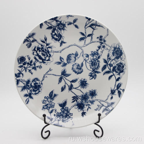 Blue Vine Flower White Foarfain Dableware